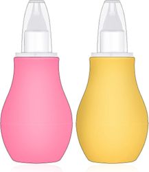 2 pakker baby nasal aspirator, nasal aspirator nyfødt, baby nese sucker baby nese renere baby nasal renere slim fjerning for nyfødte Gul Rosa