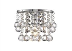 Inspired Lighting Acton Glas Krystal væglampe, E14 skiftet poleret Krom, Sphere Crystal