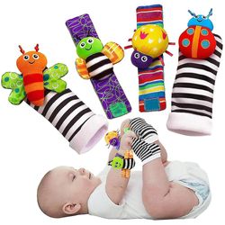 4st Baby Infant Rattle Socks Leksaker Gripande Aktivitet Nyfödd handledsrem Utvecklingsgåva