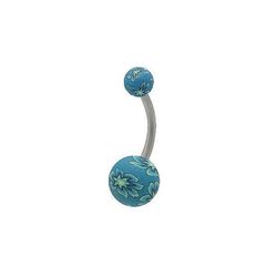 BodyJewelryOnine Fimo perler blå blomst design mave ring