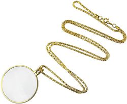 Xqday Mini bærbar 5x forstørrelsesglas 42mm med legering kæde halskæde hængende forstørrelsesglas