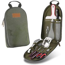 Barsinfi Camp Køkkenredskab Organizer Set Bbq Camping Køkkengrej Redskaber Grøn