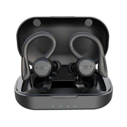 20 tuntia Toistoaika Uinti Vedenpitävä Bluetooth-kuuloke Dual Wear Style Sport Langattomat kuulokkeet TWS Ipx7 Earbuds stereo Musta
