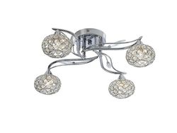 Inspired Lighting Leimo Flush Loft 4 Lys poleret Krom, Krystal