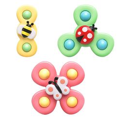 El Contente 3 pack baby sucker spinning topp leketøy fidget spinner bad leketøy med roterende sugekopp