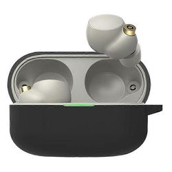 Yhteensopiva Sony WF-1000XM4 Bluetooth-kuulokkeiden silikonikotelon kuulokkeiden latauslaatikon kanssa pudotussuoja karabiinilla Musta