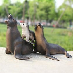 Ny Underwater World Animal Model Simulation Sea Lion Toy Solid Plastic Boy Early Education Puzzle Figur Model JHKHG 04