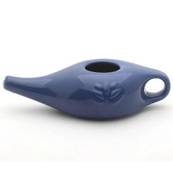Keraaminen Neti ruukku poskionteloille, 250ml käsintehty jooga Neti pot nenän kastelulaite Sininen