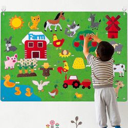 Maatilan eläimet Felt Story Board Set 3.5ft Preschool Farmhouse Teemallinen Tarinankerronta Seinä Roikkuva Lelu