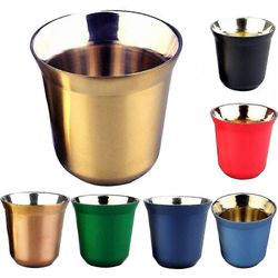 80ml kaksiseinäinen ruostumattomasta teräksestä valmistettu espressokupin eristys Nespresso Pixie kahvikupin kapselin muoto Söpö lämpökuppi kahvimu...