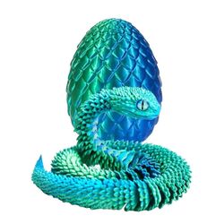 1 sarja 3D-tulostettu käärmemunahahmo liikkuvat nivelet käärme munankuori figuuri fidget lelu käärmemuna kanssa Green