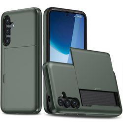 Samsung Galaxy A56 5G -kotelo korttipidikkeellä TPU + PC-puhelimen takakuori - armeijanvihreä Monivärinen Army Green