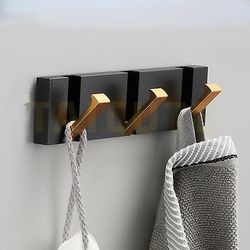 Zch Foldbar håndklædeholder til badeværelse køkken soveværelse korridor Black Gold 3 Hook