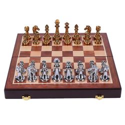 Mickcara Easytoday Metal Glossy Golden og Silver Chess Set