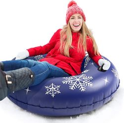 Lisade Snørør, 110cm Stor Oppblåsbar Snø Slede Kjelke Snøleker Heavy Duty Snow Tube Vinter Utendørs Leker For Kids Voksne