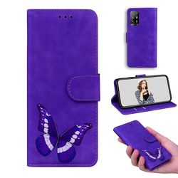 Etui til Oppo A94 5g / A95 5g Butterfly Cover Premium Læder Magnetisk- Pink Lilla
