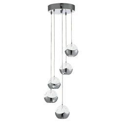 Searchlight Lighting Searchlight Ice Ball - LED 5 Light Spiral Cluster Pendant Chrome