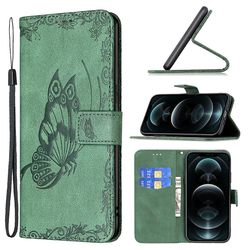 Foxdock Etui til iphone 12 Pro Max Green Butterfly Mobile Taske