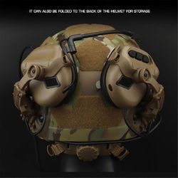 Taktinen kuulokkeiden pidike kypärään kiinnitettävä lisävarustekiskosovitinsarja säädettävä mikrofoni melunvaimennus Musta