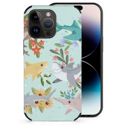 Blomsterhaier telefonveske til Apple Iphone 14 13 12 11 Pro Max Mini Plus Xr 8 7 Fiber Skin Case Shark Flower Blue Cute Great fiber hud tilfelle Fo...