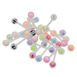 BodyJewelryOnine Tungen vægtstænger pakke med 20 med akryl gennemsigtig bold design diverse 14g