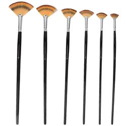 maalausharja nailon hiukset koivukahva tuulettimen muoto guassi akvarellipiirustus kynä taidetarvikkeet (6kpl)