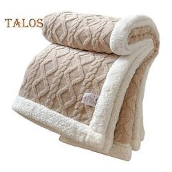 Talvipaksuinen peitto, kaksipuolinen, pörröinen, kaksikerroksinen, 3D-jacquard-kangas, yksivärinen, toimisto, torkut, makuusali, koti, sänky, sohva...