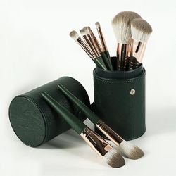 14 Grøn Cloud Makeup Brush Sæt Blødt træ håndtag Skønhed Makeup Tools Begynderens fulde sæt makeup børster Makeup Børster Børste tønder