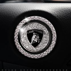 Wekity 1 kpl kristalli-strassia Käytä Lamborghini-auton moottorin käynnistyspysäytyskoristerengasta, bling-autotarvikkeita, käynnistyspainiketta, a...