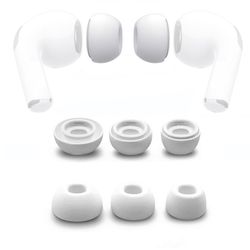 Fruushop 6pc silikon erstatning øret tips knopper for Apple Airpods Pro hodetelefoner hvit