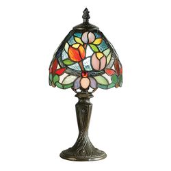 Interiors 1900 Lighting Sylvette 1 lys mini bordlampe Mørk bronze, Tiffany Glas, E14