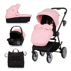 Chipolino 3 in 1 Combi rattaat Linea, urheiluistuin, i-kokoinen turvakaukalo, kantokoppa Rosa