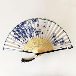 Antik silke bambus held og lykke gave to Qingyixiao Portable Folding Fan 8