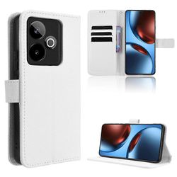 Yhteensopiva Realme GT7 5G (Kiina) / Realme GT 7 5G nahkainen lompakkokotelo hihnalla Diamond Texture puhelimen kansi Valkoinen