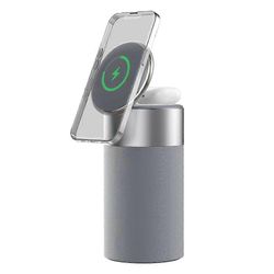 Bluetooth-yhteensopiva kaiutin magneettinen langaton laturi puhelimen pidike yövalolla Harmaa