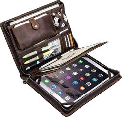Käsintehty vintage aito lehmännahkainen salkkukansio pakattu iPad Pro 9.7 / 10.5 / 11, A4-kokoinen salkun tyynykotelo, yritysjärjestäjä