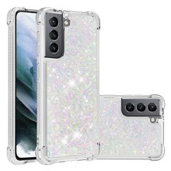 Gangxun Sag til Samsung Galaxy S21 Kofanger Cover Sparkly Glitter Bling Flydende - Light Silver