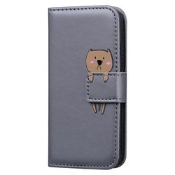 Gangxun Sag til Iphone 6 / 6s Cute Cartoon Animal Læder Wallet Flip Creative Magnetic Protective Cover - Gray Dog