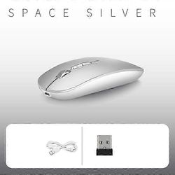 Ladattava langaton hiiri ergonominen kannettava hiljainen tietokone 2.4g hiiri kannettavalle Android Windows Mac Hopea