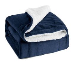 Handuo Lam Uldne Tæppe Dobbeltsidet Velvet Bed Blanket Microfiber Fluffy tæppe til seng eller sofa mørkeblå 127*152cm