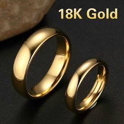 1PC Fashion Luxury 18K Gold Engagement Vihkisormus Mies 6mm Nainen 4mm Yksinkertainen pari Sormuksen ystävät Lahjat women8