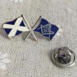 Bricks Masons Master mason square og kompas Skotland saltire flag venskab frimurerisk revers pin