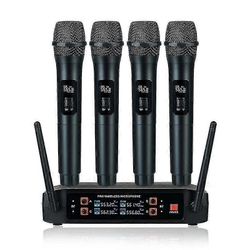 Langaton mikrofoni Ammattimainen kämmentietokone 4 kanavaa Dynaaminen UHF-mikrofoni karaokeen Hääjuhlabändi Kirkkolava EU-laajennus