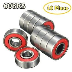 10Pcs dobbelt afskærmet miniature kulstofrigt stål enkelt række 608zz abec-7 dyb rille kugleleje 8 *22 *7 8x22x7 mm 608 zz 608rs-rød