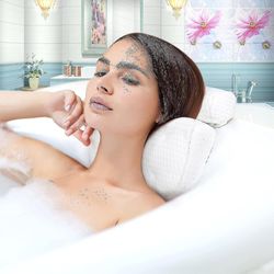 Kylpytyyny Spa-kylpyamme Ergonominen kylpyammeelle Kaula Pää Olkapäätyynyt Tukityyny Tyyny Niskatuki Ylellinen Pehmeä 3D-verkko A-luu-harmaa
