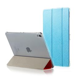 JVY Silkestruktur vandret flip magnetisk PU læderetui til iPad Pro 12,9 tommer (2018), med trefoldende holder &søvn / wake-up funktion (blå)