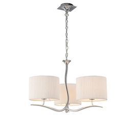 Inspired Lighting Eve Loft Vedhæng 3 Lys E27, poleret Krom med hvid rund skygge