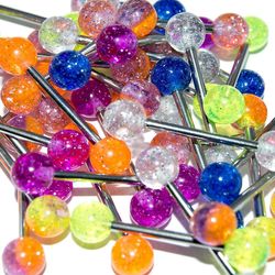 BodyJewelryOnine Engros parti af 20 lige vægtstænger 14g blandet kirurgisk stål glitter ende perler
