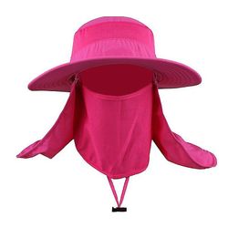Besser Mænd Kvinder Fishing Bucket Hat Hals Flap Ansigtsmaske Bred Rand cap Rose rød