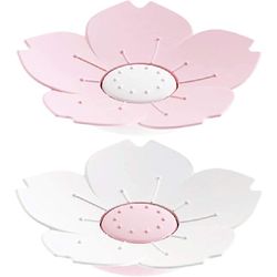 Soap Dishes Holders Sæbekasse med dobbeltlagsdræning, 2 stk. kirsebærblomstformet sæbeskål